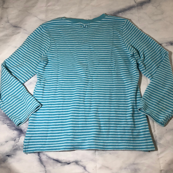 O Oscar de la Renta Blue Striped Thermal Top - Picture 5 of 6